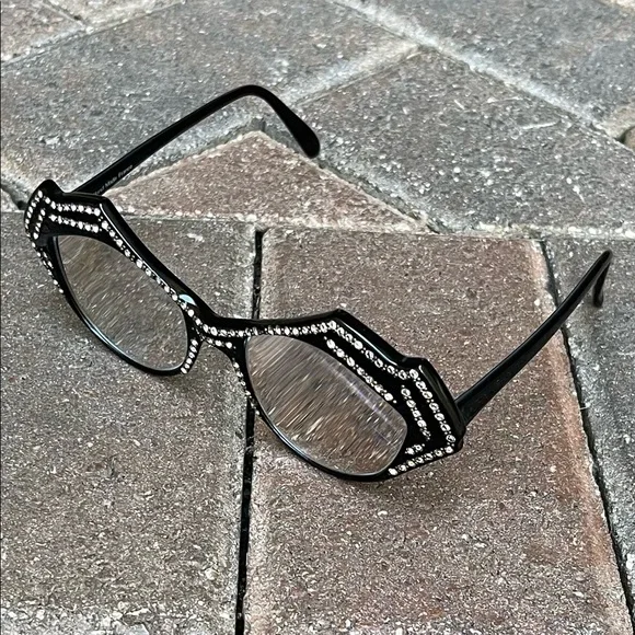 Vintage diamanté black eyeglasses